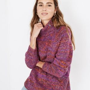 Madewell Multi Colored Zip Wool/Alpaca Blend Turtleneck, Size Large